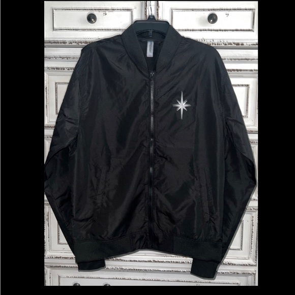 New! Black bomber jacket men’s L lightweight full zip - Picture 1 of 16